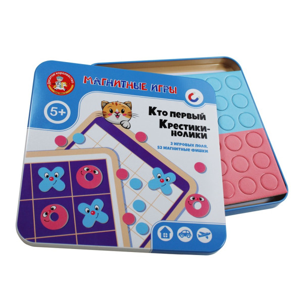 Магнитная игра "Кто первый. Крестики нолики" в жестяной коробке KOR-04301