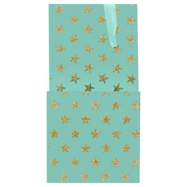Коробка складная подарочная MESHU "Stars", (15*15*15см), с лентой, отд. блестками RE-MS_54180