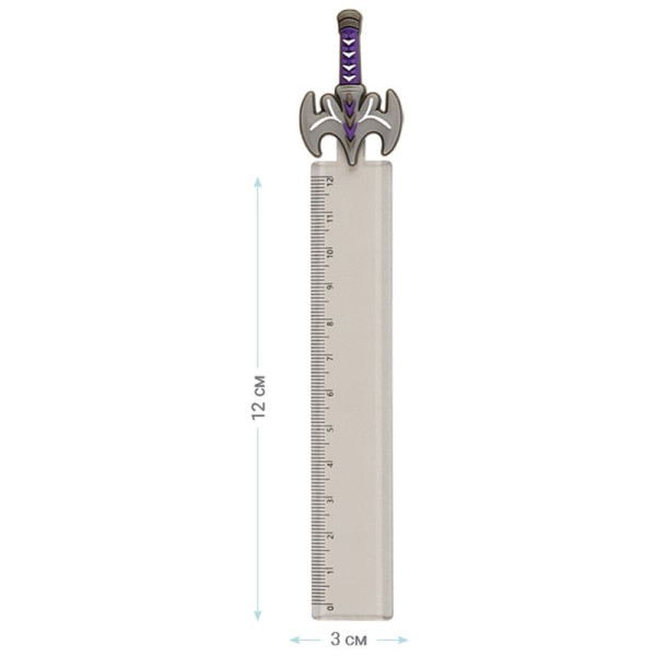 Линейка с топпером 12 см MESHU "Grey sword" пластиковая, европодвес RE-MS_36852