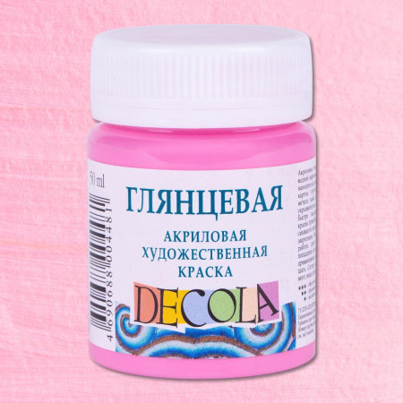 Краска акриловая DECOLA глянцевая, банка 50 мл, 322 Розовая NP-2928322