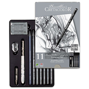 Набор для графики и эскизов CRETACOLOR Monolith Box Graphite 11 предметов, мет.пенал CR20430