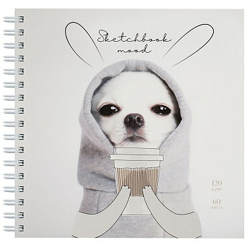 Скетчбук 60л. 150 x 150 мм MESHU "Puppy" 120 г/м2, на гребне RE-MS_44868