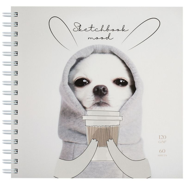 Скетчбук 60л. 150 x 150 мм MESHU "Puppy" 120 г/м2, на гребне RE-MS_44868