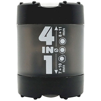 Точилка KUM 4-in-1 K4 Black, 4 отверстия, пластиковая, контейнер с крышками, черная KUM-1028371