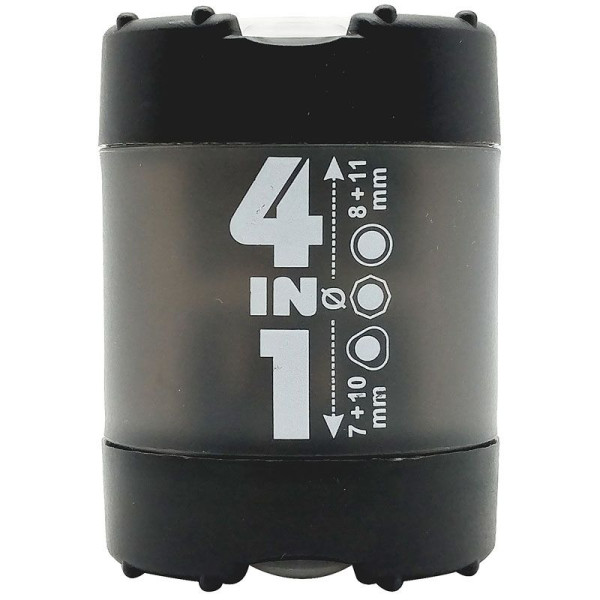 Точилка KUM 4-in-1 K4 Black, 4 отверстия, пластиковая, контейнер с крышками, черная KUM-1028371