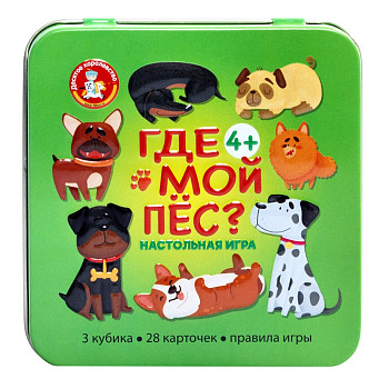 Настольная игра: "Где мой пёс?" в жестяной коробочке KOR-05794