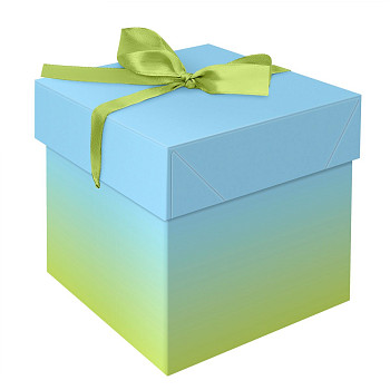 Коробка складная подарочная MESHU "Duotone. Blue-Green gradient", (15*15*15см), с лентой RE-MS_54172