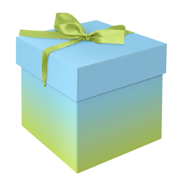 Коробка складная подарочная MESHU "Duotone. Blue-Green gradient", (15*15*15см), с лентой RE-MS_54172