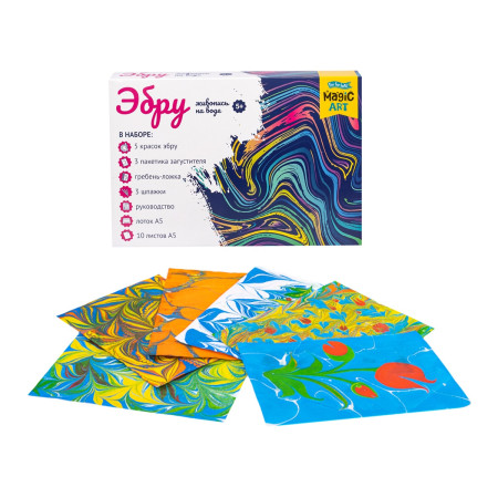 Набор для рисования на воде Magic ART "Эбру", 5 красок, лоток А5 KOR-05158