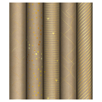Упаковочная бумага крафт MESHU "Golden Pattern" 1л. 70 x 100 см 80 г/м2, фольг, ассорти RE-MS_55007