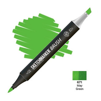 Маркер SKETCHMARKER Brush двухсторонний на спирт.основе G71 Майский зеленый MPSMB-G71