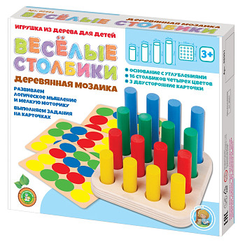 Развивающая игра: "Веселые столбики", дерево, 16 элементов KOR-02991