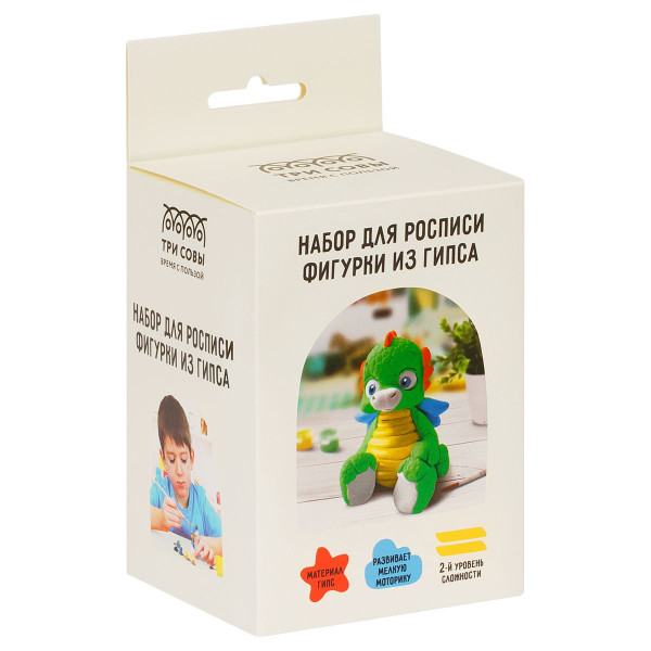 Набор для росписи из гипса ТРИ СОВЫ "Дракоша" краски, кисть RE-НР_52928