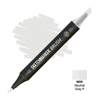 Маркер SKETCHMARKER Brush двухсторонний на спирт.основе NG9 Нейтральный серый 9 MPSMB-NG9