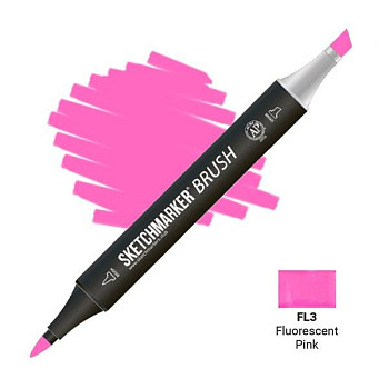Маркер SKETCHMARKER Brush двухсторонний на спирт.основе FL3 Флуоресцентный розовый MPSMB-FL3