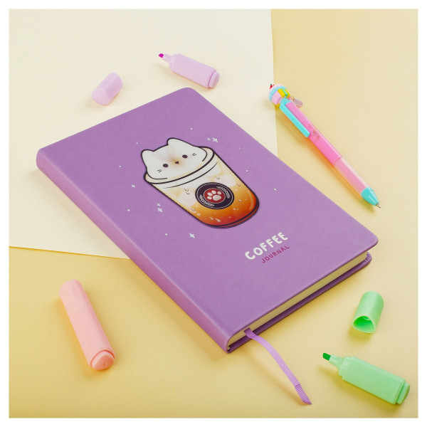 Ежедневник недатированный А5 136л. MESHU "Magic. Catffee house" кожзам, тон. блок, аппликация с анимированным изображением, закладка-ляссе RE-MS_53616