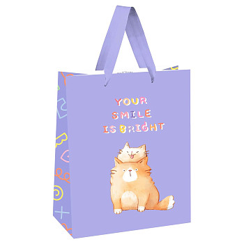 Пакет подарочный 18 x 23 x 10 см MESHU "Your smile is bright" выб. лак, белый крафт RE-MS_51745