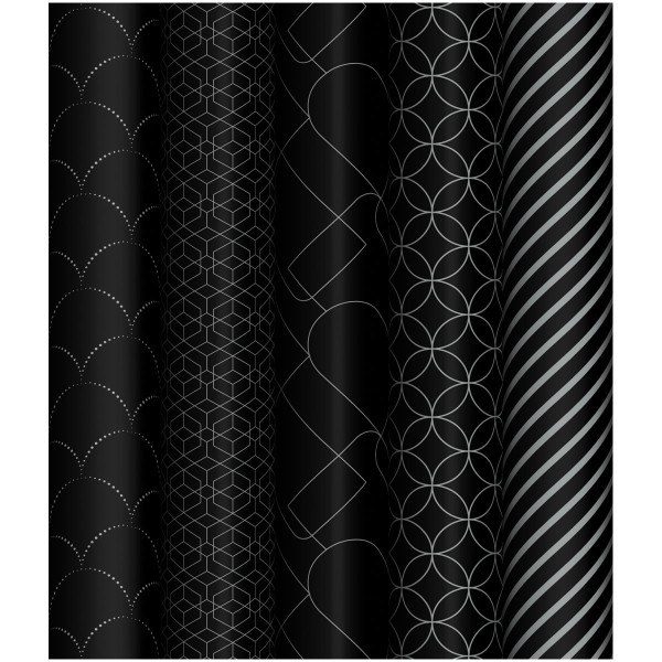 Упаковочная бумага глянцевая MESHU "Pattern on black" 1л. 70 x 100 см 80 г/м2, ассорти RE-MS_53487