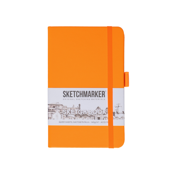 Блокнот для зарисовок SKETCHMARKER 140 г/м2 9 x 14 см 80 л, твердая обложка, Неоновый апельсин MP23148041SM