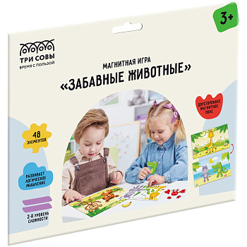 Игра развивающая на магнитах ТРИ СОВЫ "Забавные животные" 48 эл. RE-МИ_48719