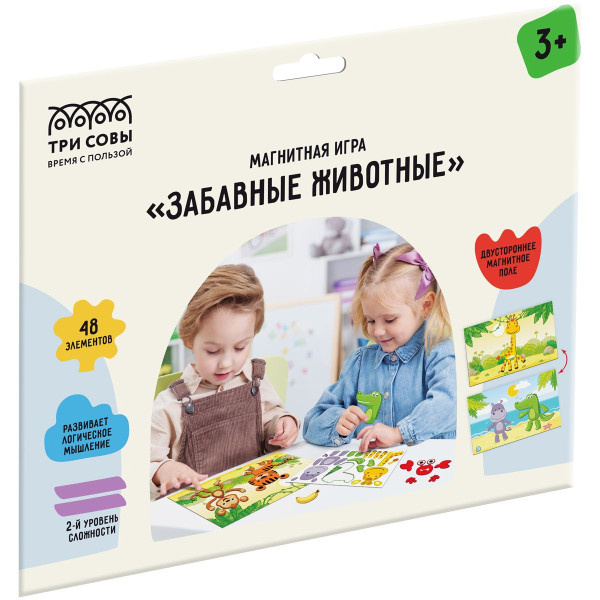 Игра развивающая на магнитах ТРИ СОВЫ "Забавные животные" 48 эл. RE-МИ_48719
