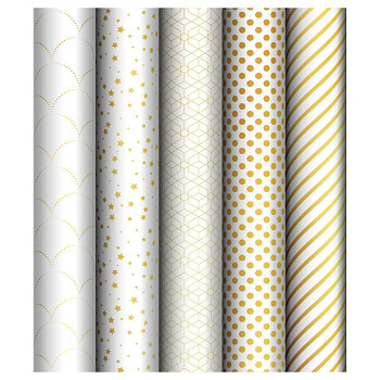 Упаковочная бумага глянцевая MESHU "Pattern on white" 1л. 70 x 100 см 80 г/м2 ассорти RE-MS_53492