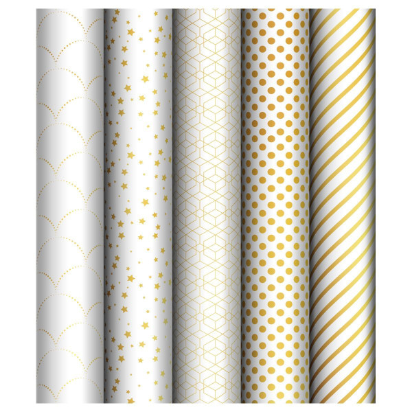 Упаковочная бумага глянцевая MESHU "Pattern on white" 1л. 70 x 100 см 80 г/м2 ассорти RE-MS_53492