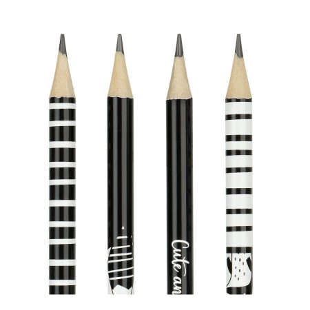 Карандаш ч/г MESHU "Black&white" HB заточенный, с печатью, с ластиком, ассорти RE-MS_47220