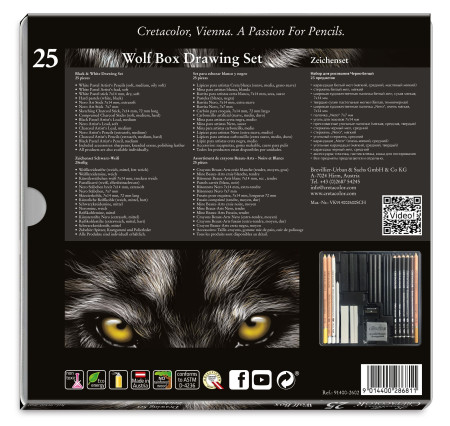 Набор для рисунков CRETACOLOR Wolf 25 предметов, мет.пенал CR91400-2602
