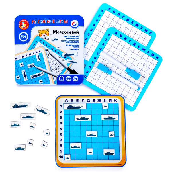Магнитная игра "Морской бой" в жестяной коробке KOR-03585